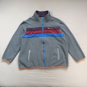 Cotopaxi Teca Fleece Full Zip Jacket Mens XXL Grey Striped Outdoor Sweater